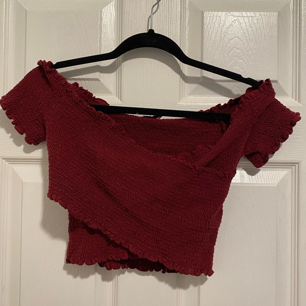 Hollister Maroon Criss-cross Crop Top